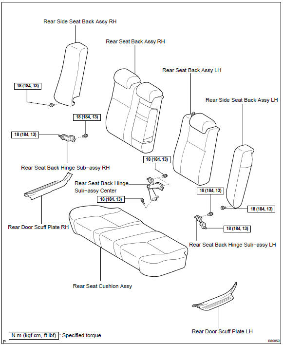 Toyota Camry Rear seat assembly Seat